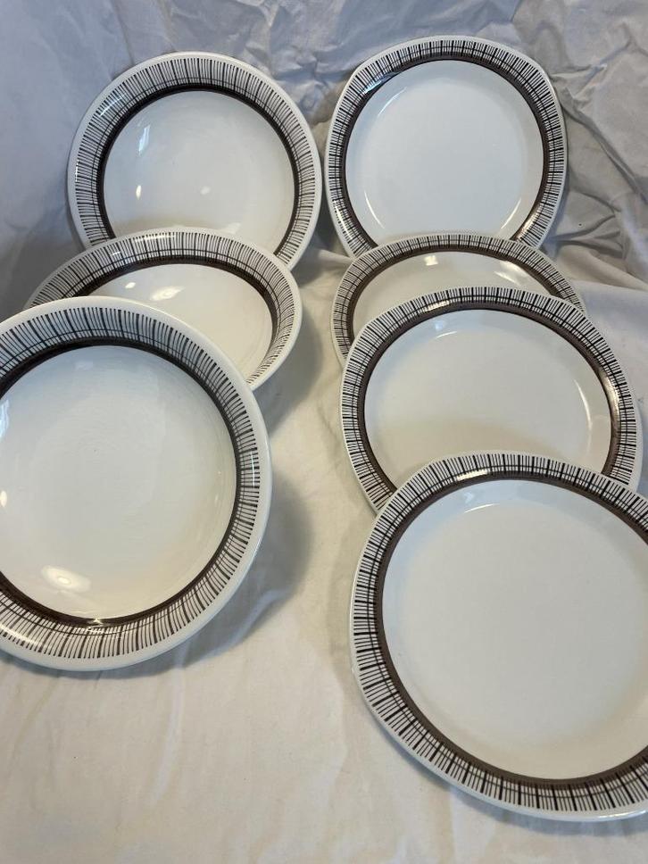 Gefle Upsala-Ekeby “Sparta” – 7 Zweedse vintage borden, Antiek en Kunst, Antiek | Keramiek en Aardewerk, Ophalen of Verzenden