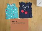 Maat 74 - top met hartjes + shirt met kersjes, Meisje, Ophalen of Verzenden, Zo goed als nieuw, Hema
