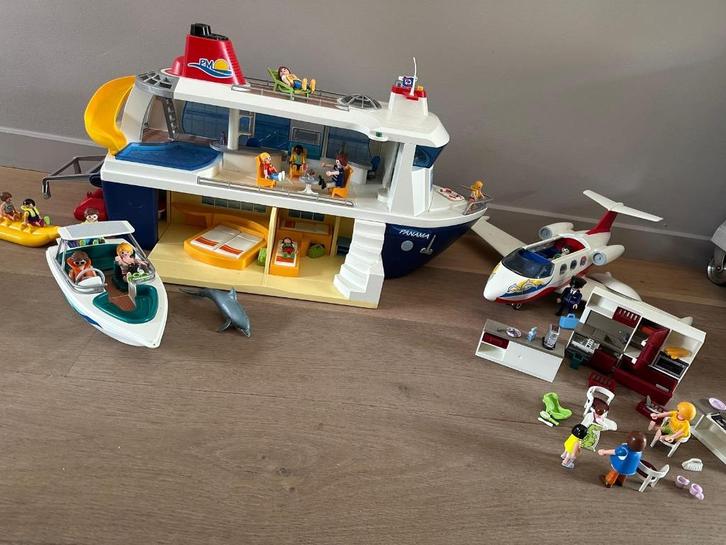 Playmobil Vakantiepret – Cruiseschip, Speedboot & Vliegtuig, Kinderen en Baby's, Speelgoed | Playmobil, Gebruikt, Complete set