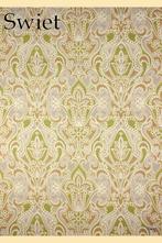 4940 barok groen wit beige vintage ornament zacht retro 70s, Huis en Inrichting, Stoffering | Behang, Verzenden, Wit