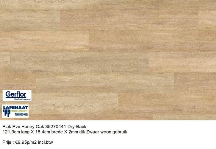 Plak Pvc Honey Oak Zwaar woon gebruik € 9,95m² inc.btw, Huis en Inrichting, Stoffering | Vloerbedekking, Nieuw, Laminaat, Bruin