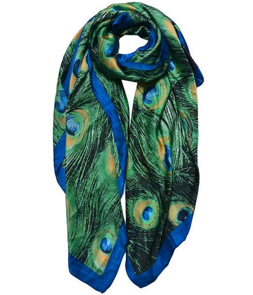 sjaal shawl pauw groen kobalt blauw pauwveren Juleeze Clayre, Kleding | Dames, Mutsen, Sjaals en Handschoenen, Nieuw, Sjaal, Maat 46/48 (XL) of groter