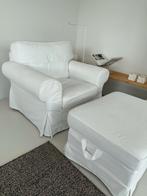 Witte Ektorp fauteuil/stoel van Ikea met Voetenbank, Huis en Inrichting, Fauteuils, Ophalen, Gebruikt, 75 tot 100 cm, 75 tot 100 cm