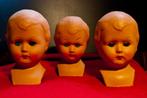 3 antieke papier maché poppenkoppen, Verzamelen, Poppen, Ophalen of Verzenden, Gebruikt, Overige typen