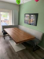 Eettafel met mat witte stalen V-poot (200x96), Huis en Inrichting, Tafels | Eettafels, Ophalen, Gebruikt, 200 cm of meer, 50 tot 100 cm