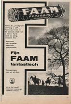 Retro reclame 1959 Faam pepermunt bij het paardrijden, Verzamelen, Verzenden, Overige typen