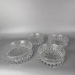 4 prachtige glazen schalen bubbel glas., Ophalen