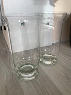 2 glazen stolpen, Huis en Inrichting, Woonaccessoires | Vazen, Ophalen, Overige kleuren, Minder dan 50 cm, Glas