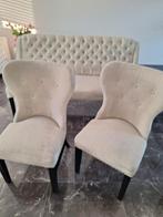 2 eetkamerstoelen en bankje, Huis en Inrichting, Stoelen, Ophalen, Overige kleuren, Stof, Drie