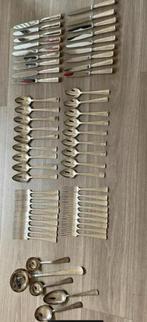 Verzilverd 9 persoons bestek Haags lofje, Ophalen of Verzenden, Zo goed als nieuw, Vaatwasserbestendig, Zilver