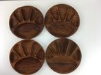 4 teak houten vakjes borden, Ophalen of Verzenden, Zo goed als nieuw
