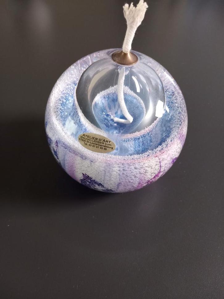 Glazen olielamp Atelier d'Art Bruno Lehrer nieuw, Antiek en Kunst, Antiek | Glas en Kristal, Ophalen of Verzenden