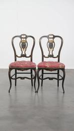 2 x Antiek Frans Napoleon 3 stoeltje ingelegd met parelmoer, Antiek en Kunst, Antiek | Meubels | Stoelen en Banken, Ophalen