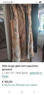 Lange gilet met capuchon bont en gevoerd, Ophalen of Verzenden, Zo goed als nieuw