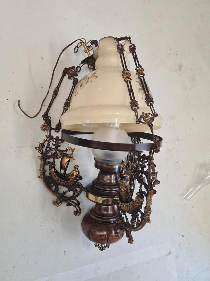 Antieke Hanglamp met boten, Antiek en Kunst, Antiek | Lampen, Ophalen of Verzenden