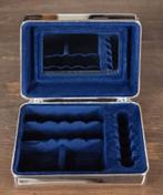 Vintage verzilverd sieradendoosje met blauw fluweel, Ophalen of Verzenden, Zo goed als nieuw, Blauw