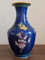 Grote Chinese cloisonné vaas met bloesem en vogel 26 cm, Ophalen of Verzenden