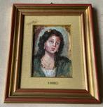 Portret dame geschilderd op bladgoud van G.Nardi ingelijst, Antiek en Kunst, Kunst | Schilderijen | Klassiek, Verzenden