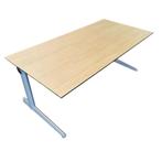 Ahrend 500 Bureau Zilvergrijs Licht Eiken B160xD80, Ophalen of Verzenden, In hoogte verstelbaar, Gebruikt, Bureau