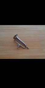 zilveren vintage bedel kettinghanger trompet 3cm groot, Ophalen of Verzenden, Zo goed als nieuw, Zilver, Overige merken