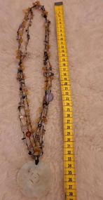 Ketting met echte steentjes en ivoor hanger + armband, Sieraden, Tassen en Uiterlijk, Kettingen, Ophalen of Verzenden, Zo goed als nieuw