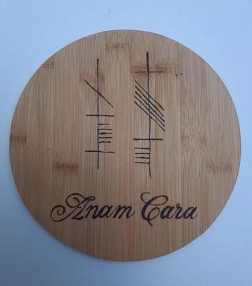 Onderzetter bamboe 'Anam Cara' in Ogham, Soul Friend