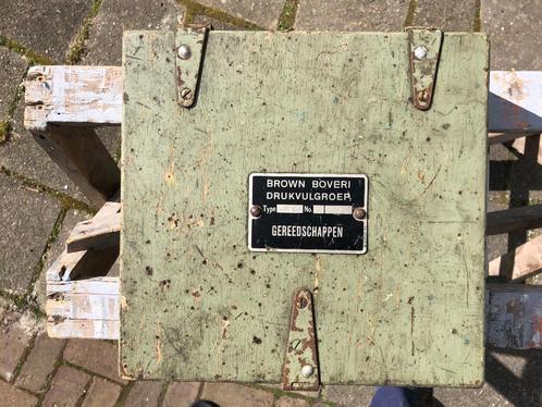 Antieke servicekist van Brown Boveri turbo voor scheepsmotor, Antiek en Kunst, Antiek | Gereedschap en Instrumenten, Ophalen of Verzenden