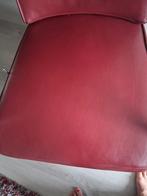 Rode lederen relaxstoel - Seniorenstoel, Huis en Inrichting, Fauteuils, Ophalen, Gebruikt, 75 tot 100 cm, Metaal