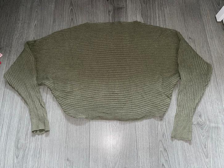 army leger groen one shoulder rib sweater herfst trui mt 38, Kleding | Dames, Truien en Vesten, Zo goed als nieuw, Maat 38/40 (M)
