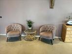 2 fauteuils in rosewood kleur velvet fluweel roze, Huis en Inrichting, Banken | Sofa's en Chaises Longues, Stof, Ophalen of Verzenden