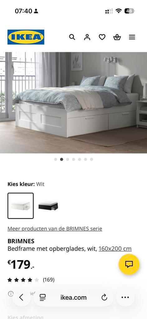Brimnes bedframe IKEA 160x200 + lattenbodem - gratis!, Huis en Inrichting, Slaapkamer | Bedden, Gebruikt, Tweepersoons, 160 cm