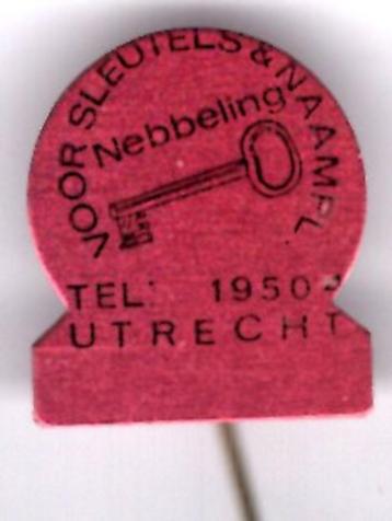 Voor sleutels& naampl Nebbeling Utrecht blik speldje( P_189) beschikbaar voor biedingen