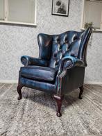 Chesterfield leren oorfauteuil wing chair gevlamd, Huis en Inrichting, Fauteuils, Ophalen of Verzenden, Zo goed als nieuw, 75 tot 100 cm