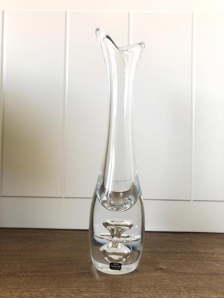 Vintage Elegante glazen vaas glas bubbel vaasje, Huis en Inrichting, Woonaccessoires | Vazen, Zo goed als nieuw, Wit, 50 tot 75 cm