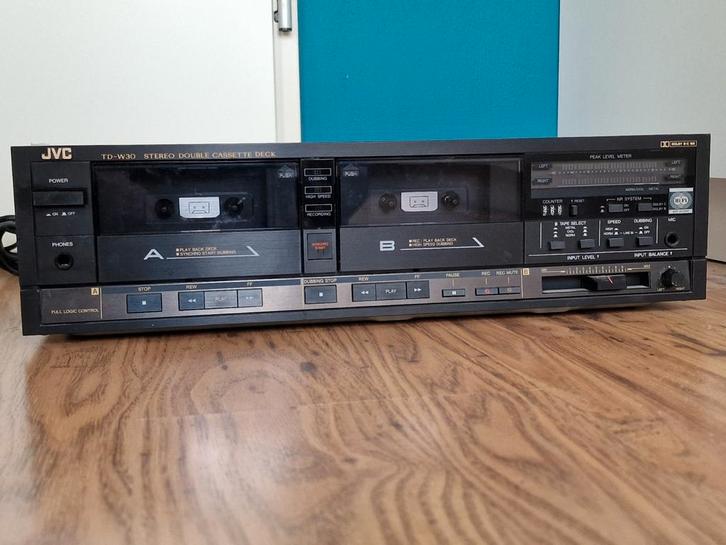 JVC TD-W30 Dubbel Cassettedeck, Audio, Tv en Foto, Cassettedecks, Dubbel, JVC, Auto-reverse, High speed dubbing, Tape counter