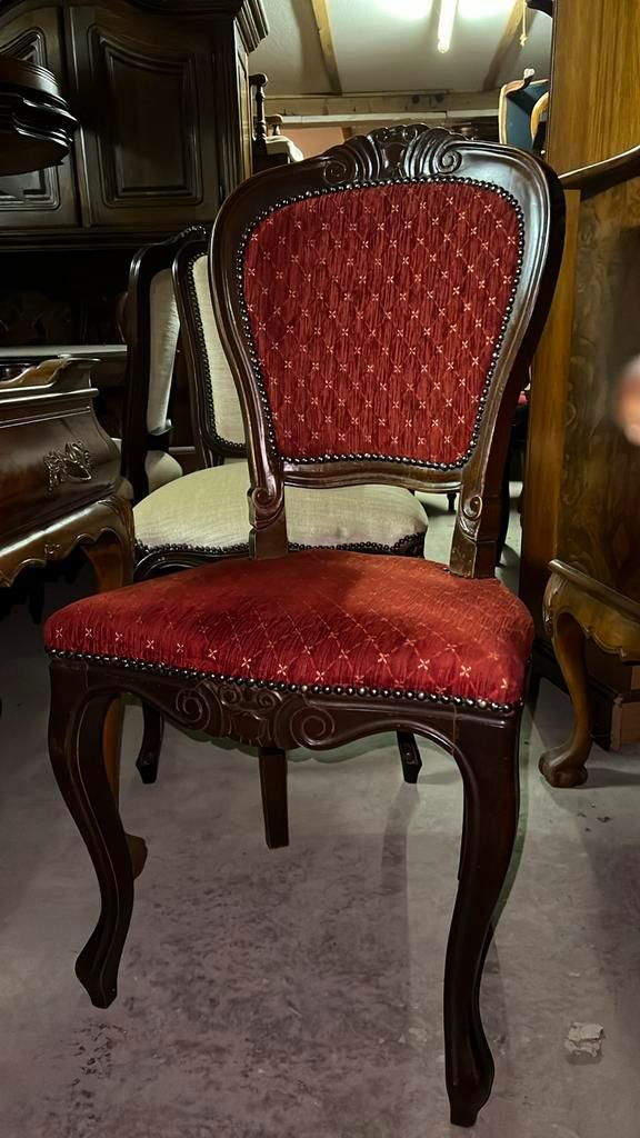 6 Klassieke Noten Eetkamerstoelen, Antiek en Kunst, Antiek | Meubels | Stoelen en Banken, Ophalen