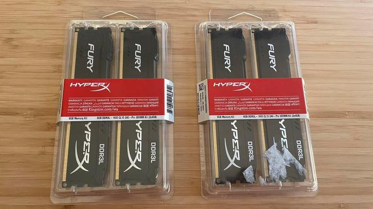 HyperX Fury HX316LC10FBK2/8 - 2 kits, 2 stuks elkaar, Computers en Software, RAM geheugen, Nieuw, Desktop, 4 GB, DDR3, Verzenden