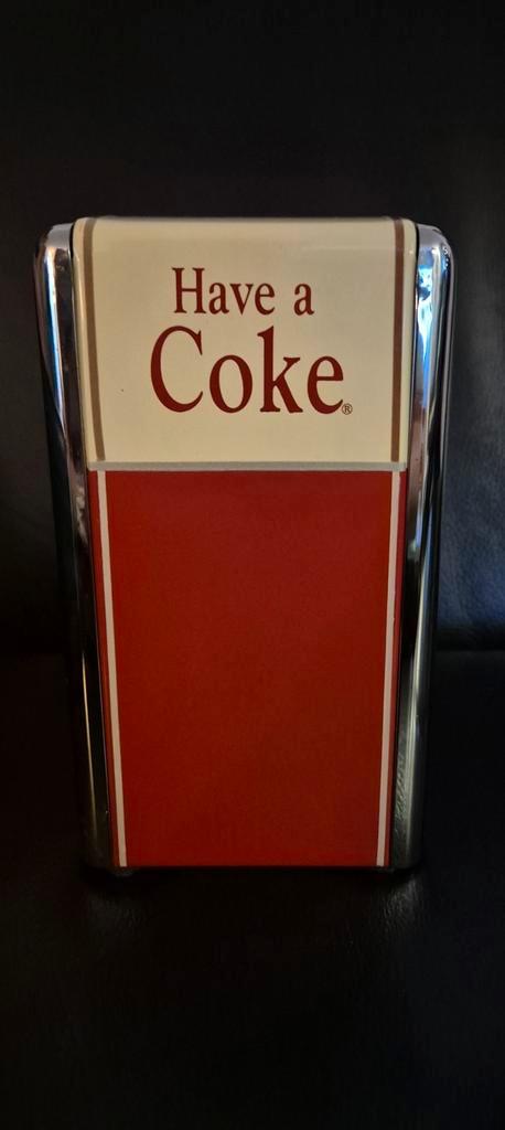 Originele, metalen, vintage Coca-Cola servetten houder, Verzamelen, Merken en Reclamevoorwerpen, Zo goed als nieuw, Gebruiksvoorwerp