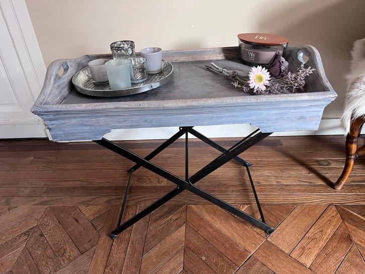 Verstelbare dienbladtafel butler tray (2 hoogtes), Antiek en Kunst, Antiek | Meubels | Tafels, Ophalen