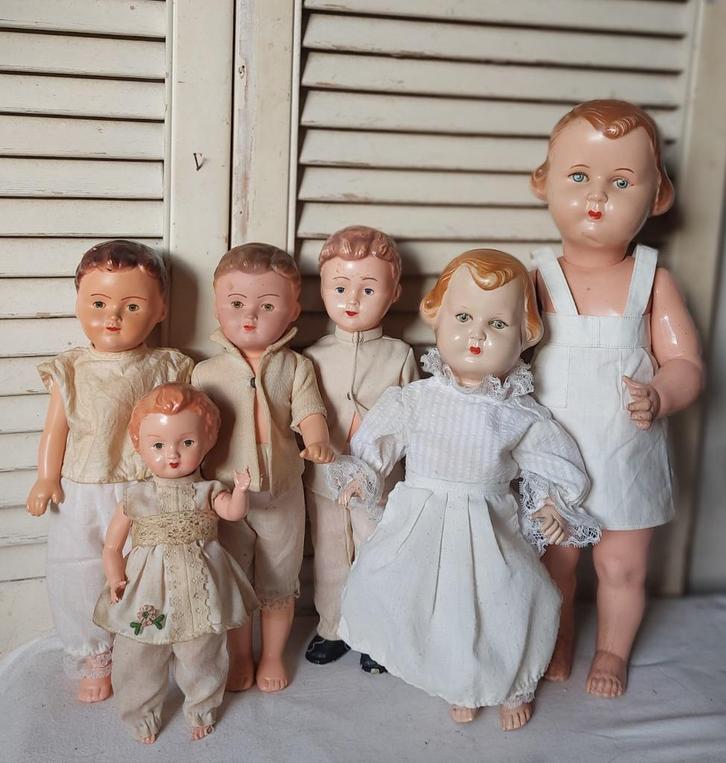 Antieke pop, lotje celluloid en kunstof popjes, Verzamelen, Poppen, Gebruikt, Pop, Ophalen
