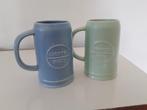 Twee aardewerken bierpullen Amstel bier, blauw en groen, Verzamelen, Biermerken, Ophalen of Verzenden, Zo goed als nieuw, Pul(len)