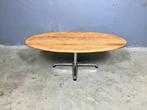 Sale: Salontafel ovaal vintage massief eiken chroom, Ophalen, Zo goed als nieuw, H, Vintage Wilhelm Renz eiken mid century design