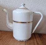 Witte emaille kan met goud biezen, Ophalen of Verzenden