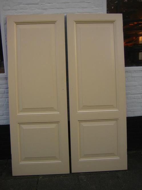 Set 2-slag hardhouten 2-vlaks paneel (kast-) deuren 2/74x206, Huis en Inrichting, Woonaccessoires | Overige, Gebruikt, Ophalen