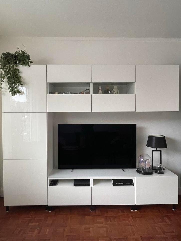 IKEA Besta Wandmeubel Hoogglans Wit, Huis en Inrichting, Kasten | Televisiemeubels, Zo goed als nieuw, 150 tot 200 cm, 200 cm of meer
