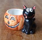 Halloween partylight zwarte kat pompoen waxinelichthouder, Verzamelen, Beelden en Beeldjes, Ophalen of Verzenden, Gebruikt, Dier