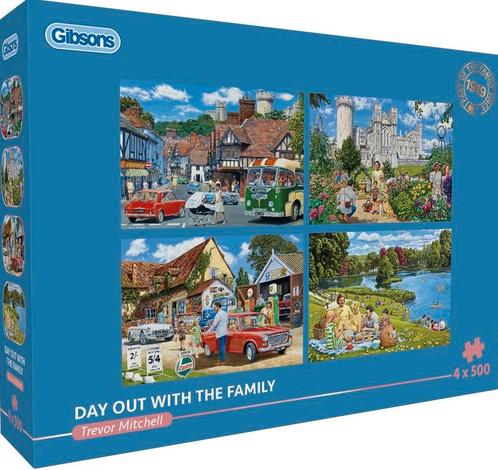 Gibsons - Day Out With The Family - 4x500 stukjes, Hobby en Vrije tijd, Denksport en Puzzels, Nieuw, Legpuzzel, 500 t/m 1500 stukjes