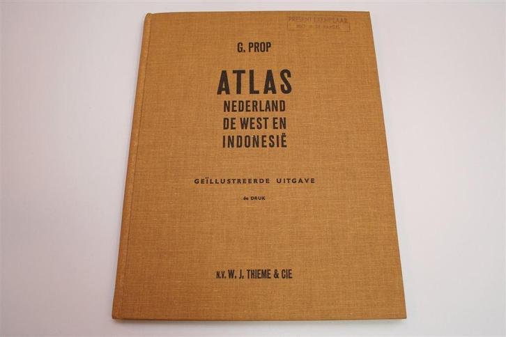 Atlas Prop [1955] — Nederland, de West en Indonesië, Boeken, Atlassen en Landkaarten, Gelezen, Landkaart, Nederland, 1800 tot 2000