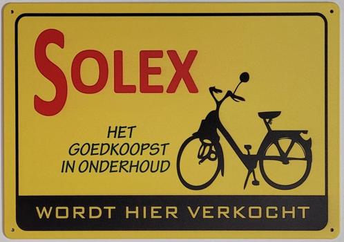 Solex word hier verkocht reclamebord van metaal wandbord, Verzamelen, Merken en Reclamevoorwerpen, Nieuw, Reclamebord, Ophalen of Verzenden