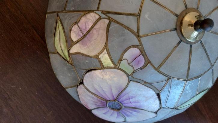 Art Nouveau plafondlamp met opengewerkt bloemmotief, Antiek en Kunst, Antiek | Lampen, Ophalen